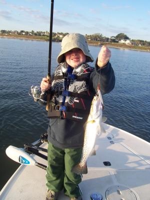 7 year old Johnny Millett with a nice trout....